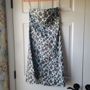Gap stretch strapless Floral blue brown dress Size 10